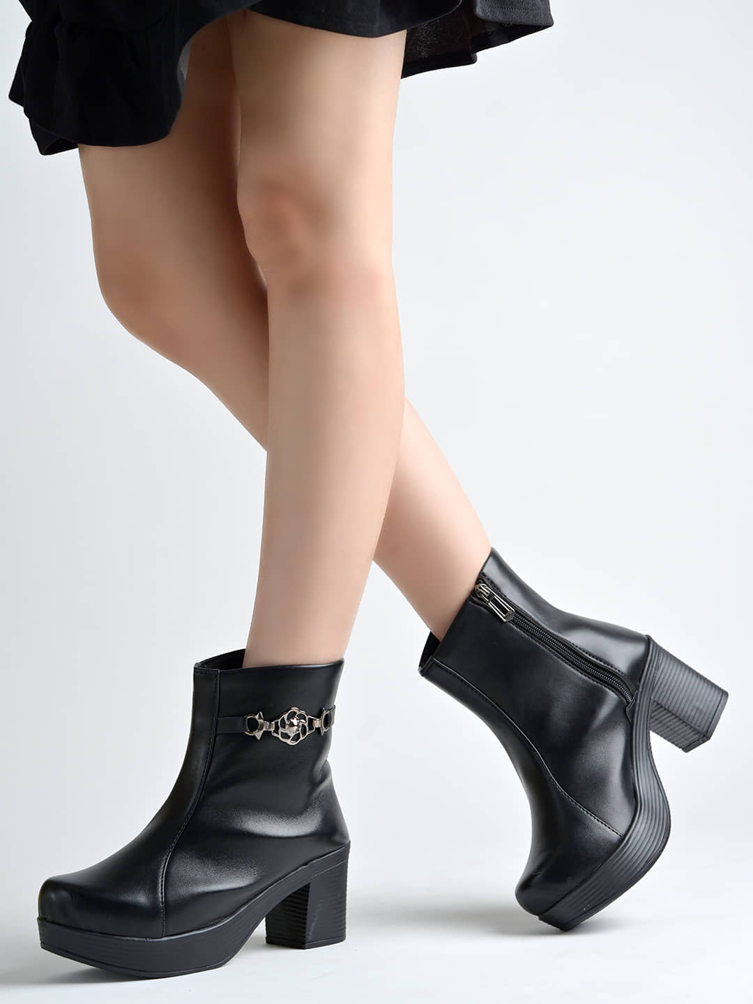 Shoetopia Black Women's Ankle Length Boots