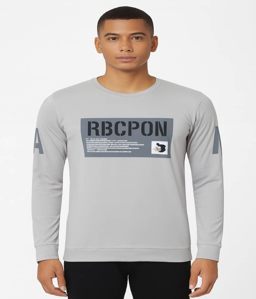     			Stelino Men Cotton Blend Regular Fit Self Design T-Shirt ( Grey )