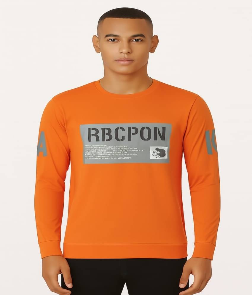     			Stelino Men Cotton Blend Regular Fit Self Design T-Shirt ( Orange )