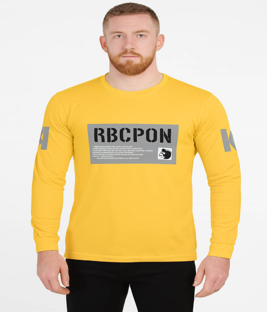     			Stelino Men Cotton Blend Regular Fit Self Design T-Shirt ( Yellow )
