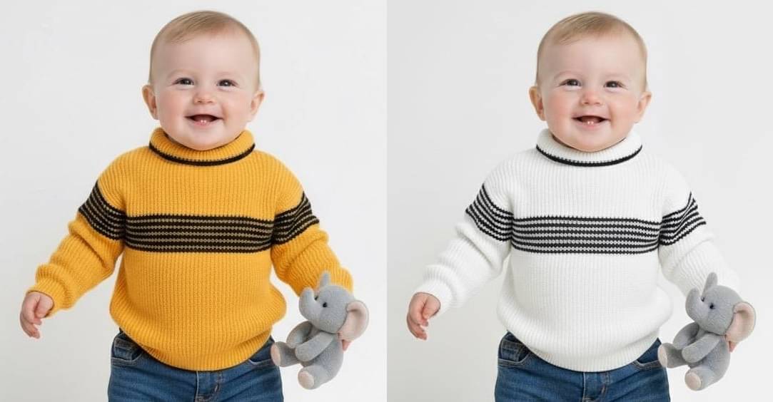     			The Creators Pack of 2 Unisex for Baby Woollen Sweater ( White & Yellow )