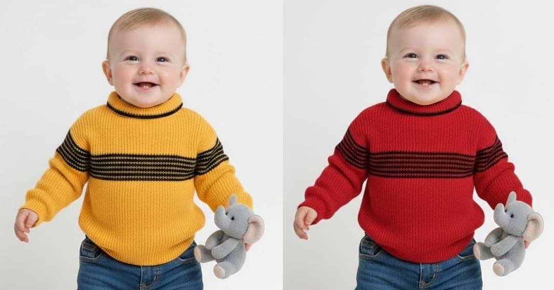     			The Creators Pack of 2 Unisex for Baby Woollen Sweater ( Red & Yellow )