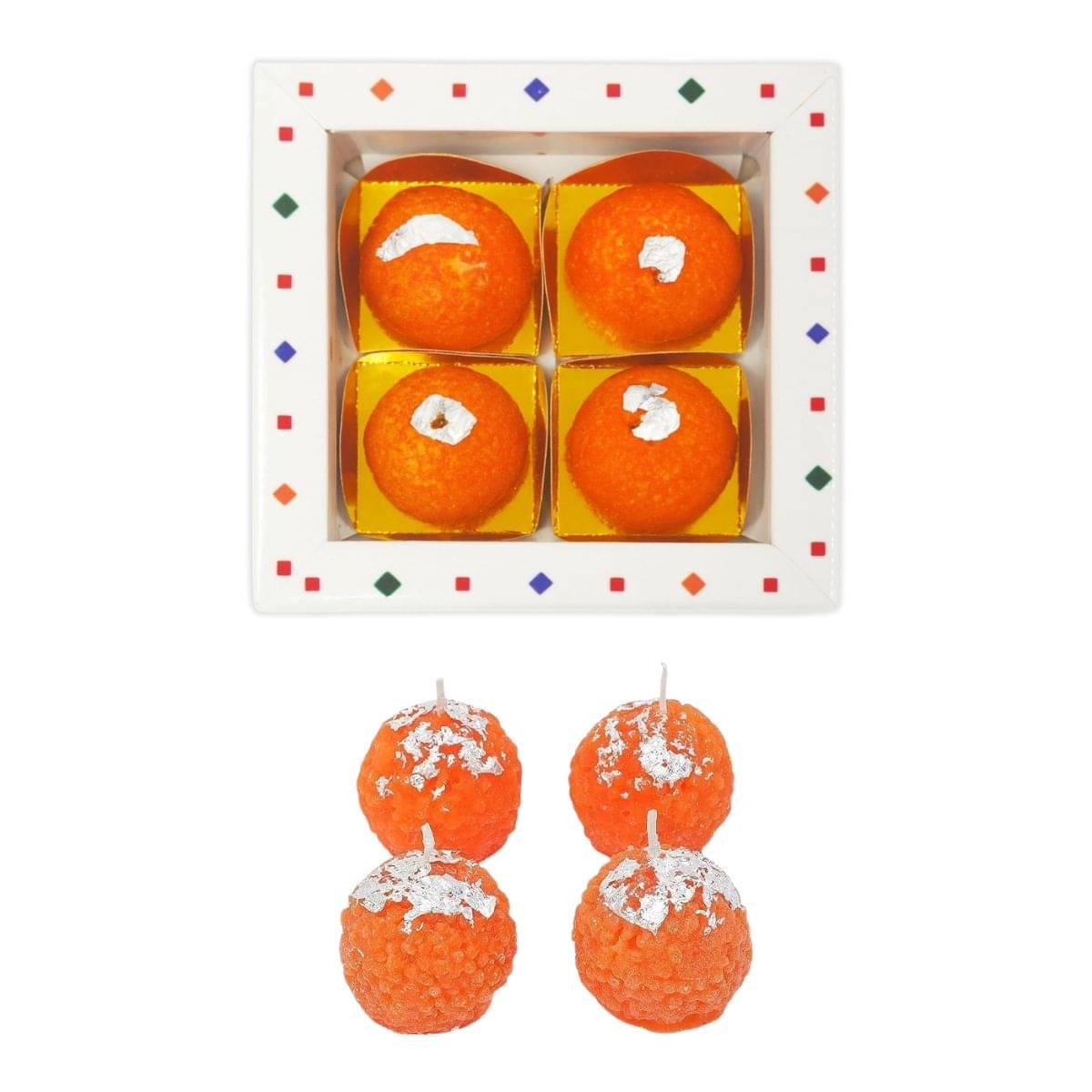     			Tiny Shiny Orange Unscented Floating Candle 4 cm ( Pack of 4 )
