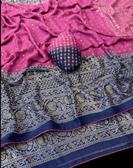     			VAANISRI Crepe Printed Regular Saree With Unstitched Blouse Piece ( Pink )