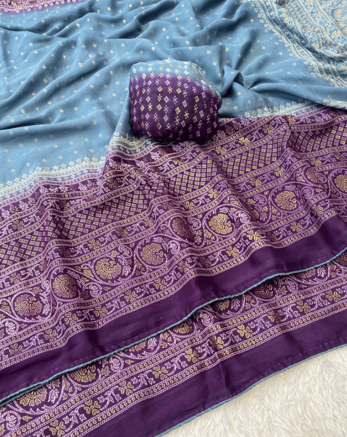    			VAANISRI Crepe Printed Regular Saree With Unstitched Blouse Piece ( Grey )