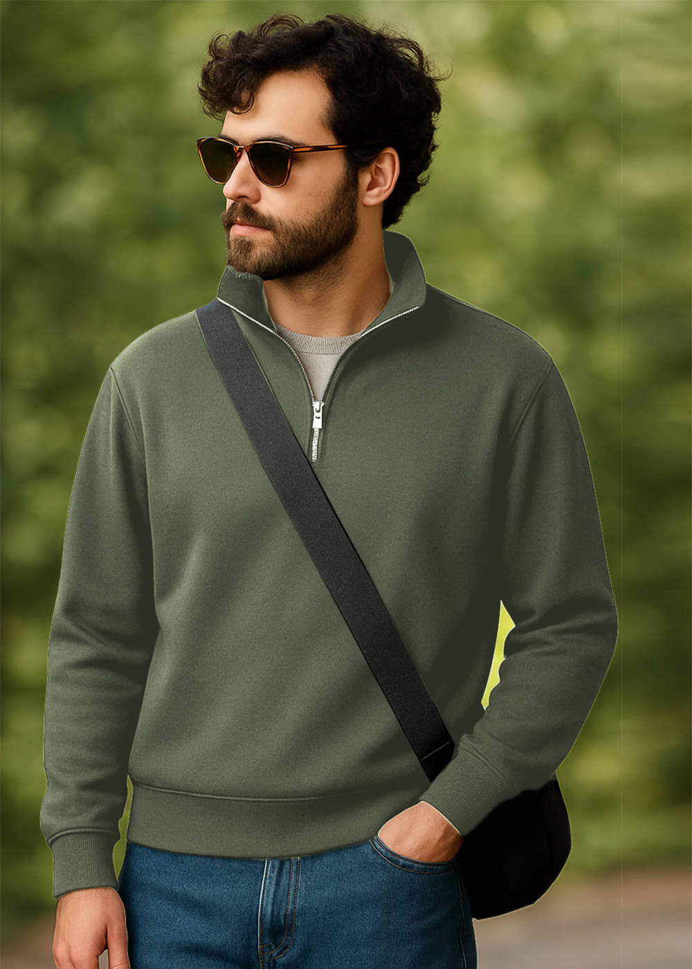 VIOUR Fleece Polo Collar Men's Sweatshirt - Olive ( Pack of 1 ) VIOUR Fleece Polo Collar Men's Sweatshirt - Olive ( Pack of 1 )