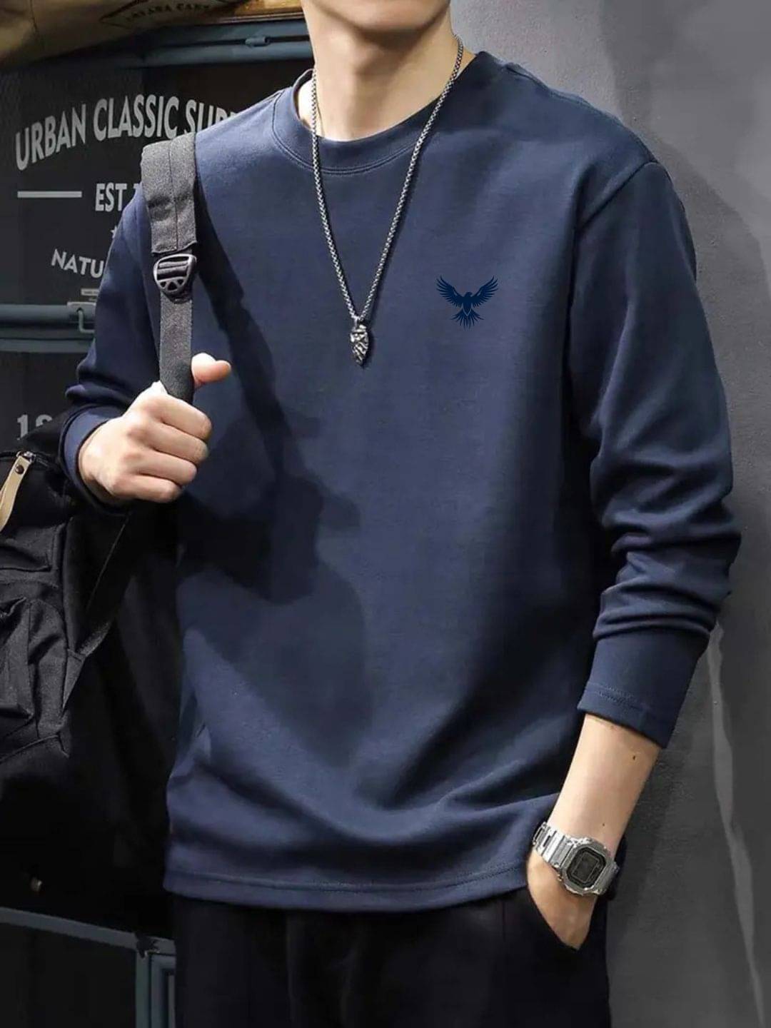     			Vaamsi Fleece Round Neck Men's Sweatshirt - Dark Blue ( Pack of 1 )