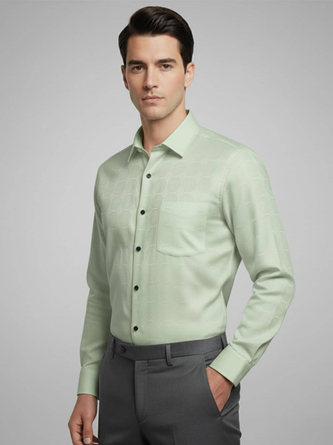     			Yugnik Cotton Blend Slim Fit Self Design Full Sleeves Men's Casual Shirt - Khaki ( Pack of 1 )