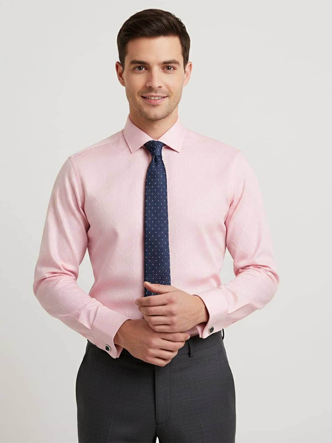 Yugnik Cotton Blend Slim Fit Self Design Full Sleeves Men's Casual Shirt - Peach ( Pack of 1 ) Yugnik Cotton Blend Slim Fit Self Design Full Sleeves Men's Casual Shirt - Peach ( Pack of 1 )