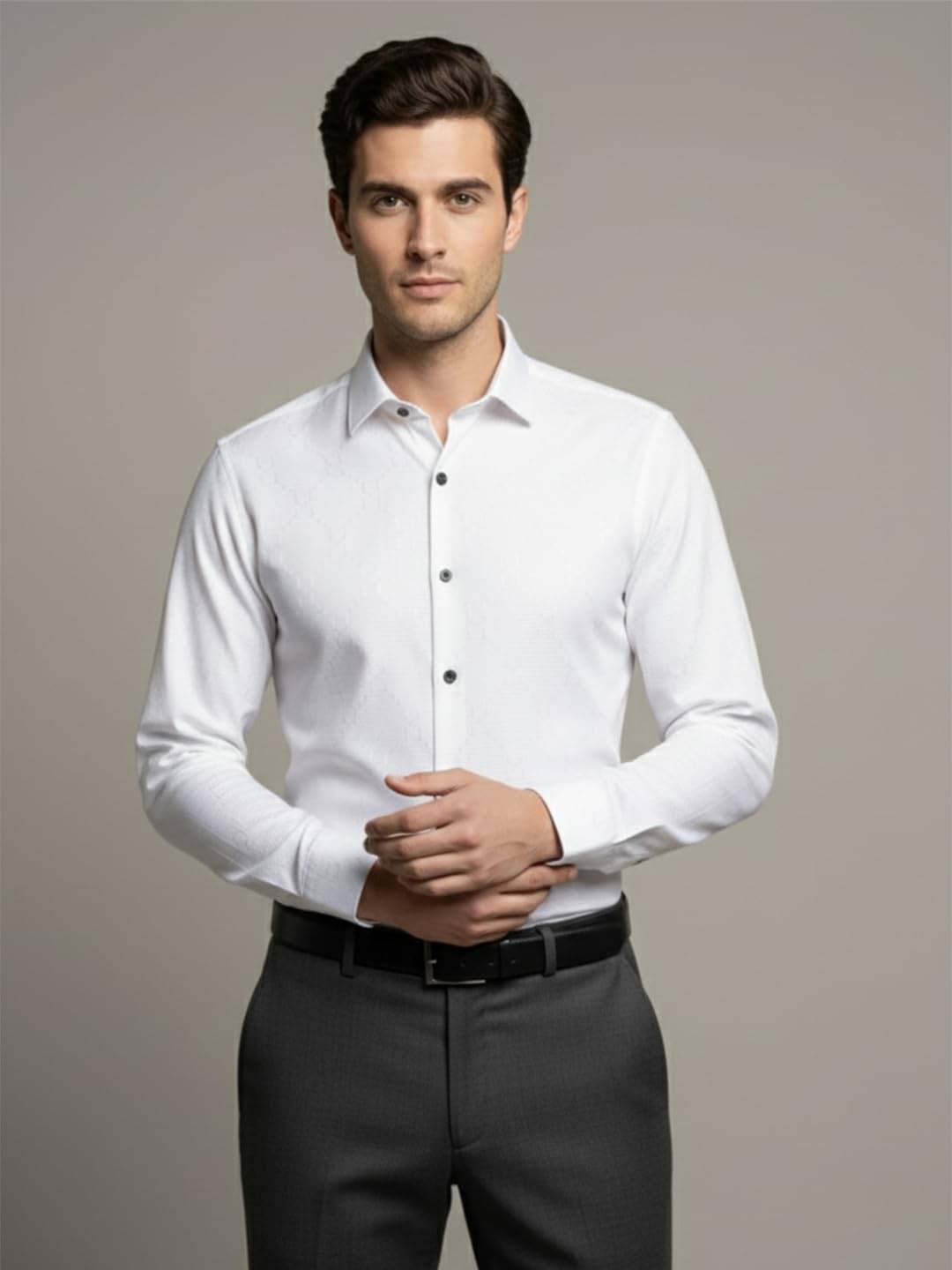 Yugnik Cotton Blend Slim Fit Self Design Full Sleeves Men's Casual Shirt - White ( Pack of 1 ) Yugnik Cotton Blend Slim Fit Self Design Full Sleeves Men's Casual Shirt - White ( Pack of 1 )
