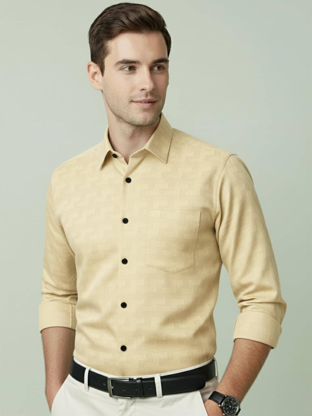 Yugnik Cotton Blend Slim Fit Self Design Full Sleeves Men's Casual Shirt - Yellow ( Pack of 1 )     			Yugnik Cotton Blend Slim Fit Self Design Full Sleeves Men's Casual Shirt - Yellow ( Pack of 1 )