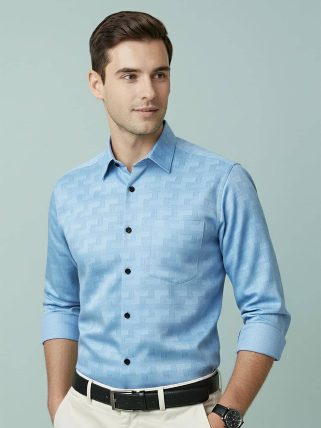 Yugnik Cotton Blend Slim Fit Self Design Full Sleeves Men's Casual Shirt - Blue ( Pack of 1 ) Yugnik Cotton Blend Slim Fit Self Design Full Sleeves Men's Casual Shirt - Blue ( Pack of 1 )