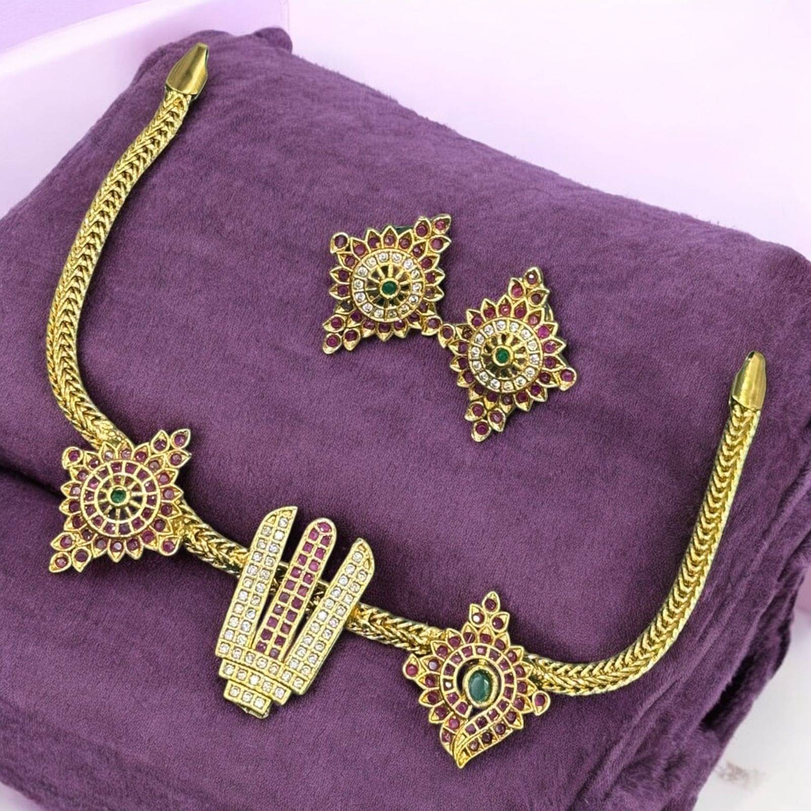 charming luxe jewel Multi Color Brass Necklace Set ( Pack of 1 ) charming luxe jewel Multi Color Brass Necklace Set ( Pack of 1 )