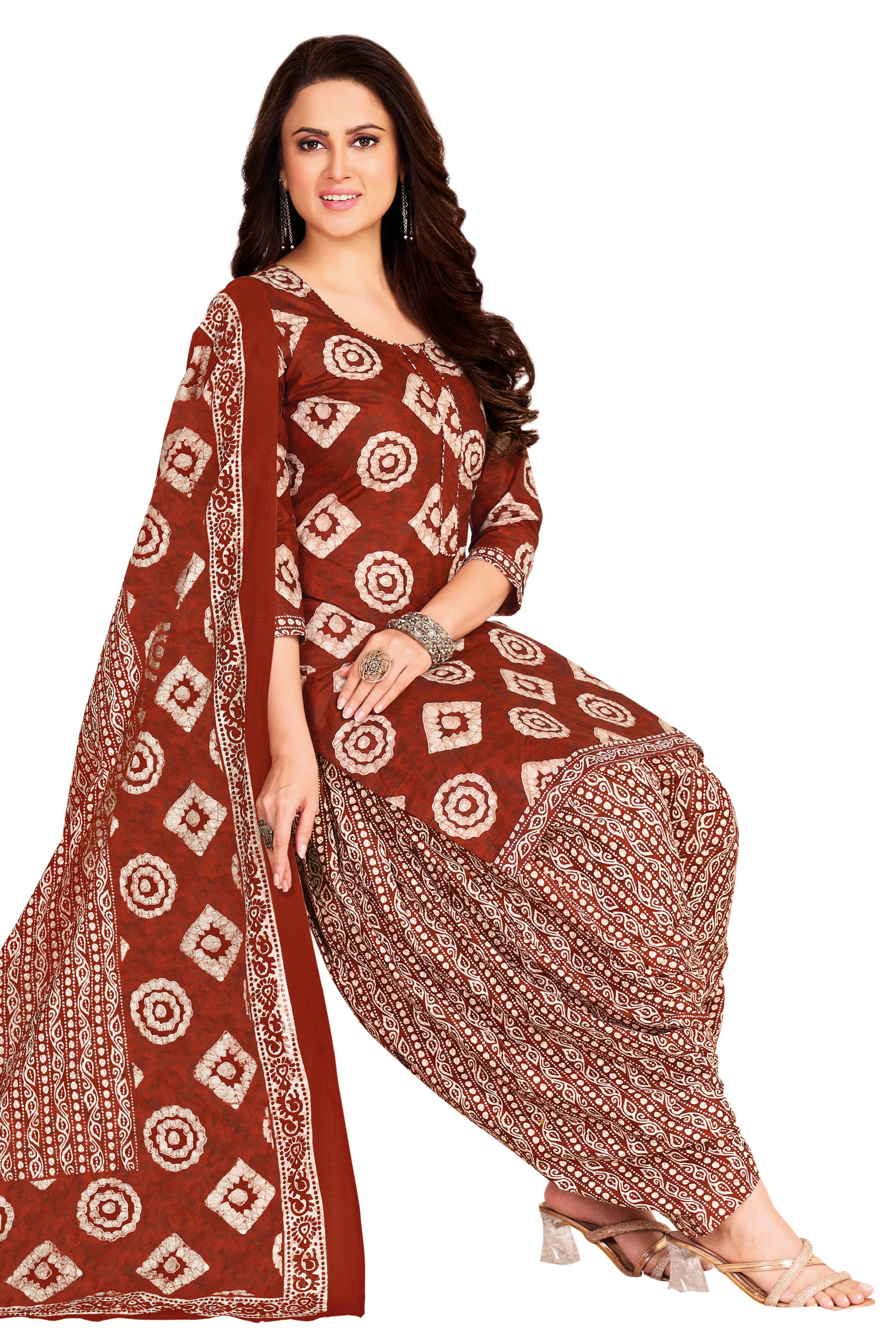     			shree jeenmata collection Women Cotton Printed Straight Kurti With Patiala Salwar ( Maroon )