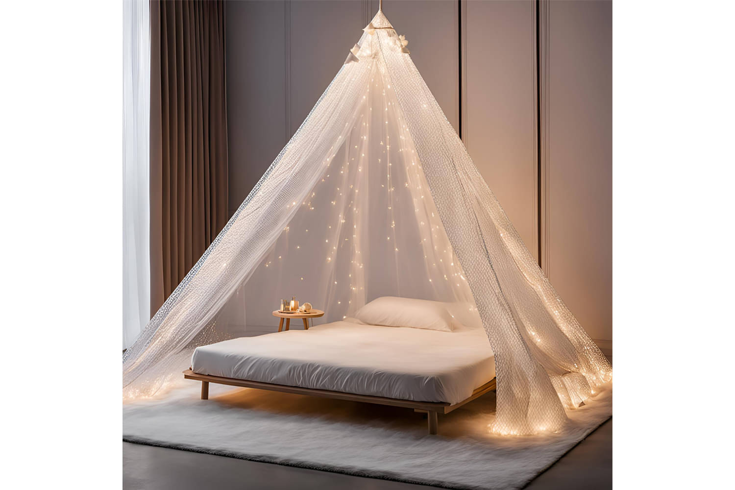    			1iAM White Net Light Combo Pack | 1pc 5x1.5m (16.4x5ft) Transparent White Cabana Decoration Net Backdrop & 1pc 34ft 38 Bulbs Including Rice Light for Birthday, Anniversary, Haldi, Mehndi, Wedding