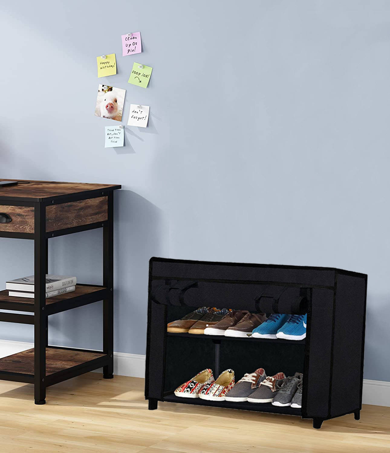     			2 Layer Black Best Quality Multi-Storage Rack Shelf Metal Collapsible Shoe Stand