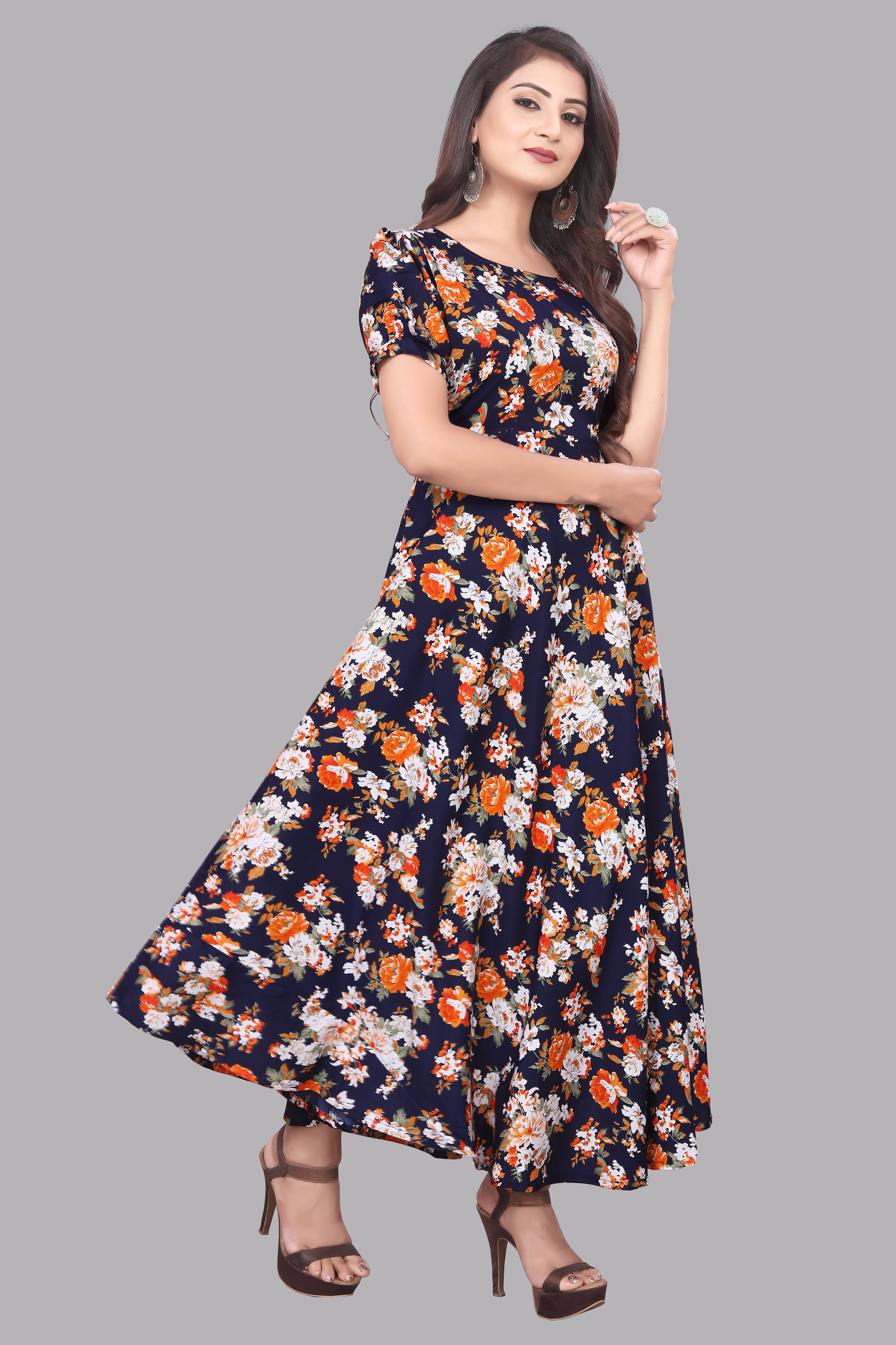 2V BROTHERS Women Crepe Printed A-line Dress ( Multicolor 13 ) 2V BROTHERS Women Crepe Printed A-line Dress ( Multicolor 13 )