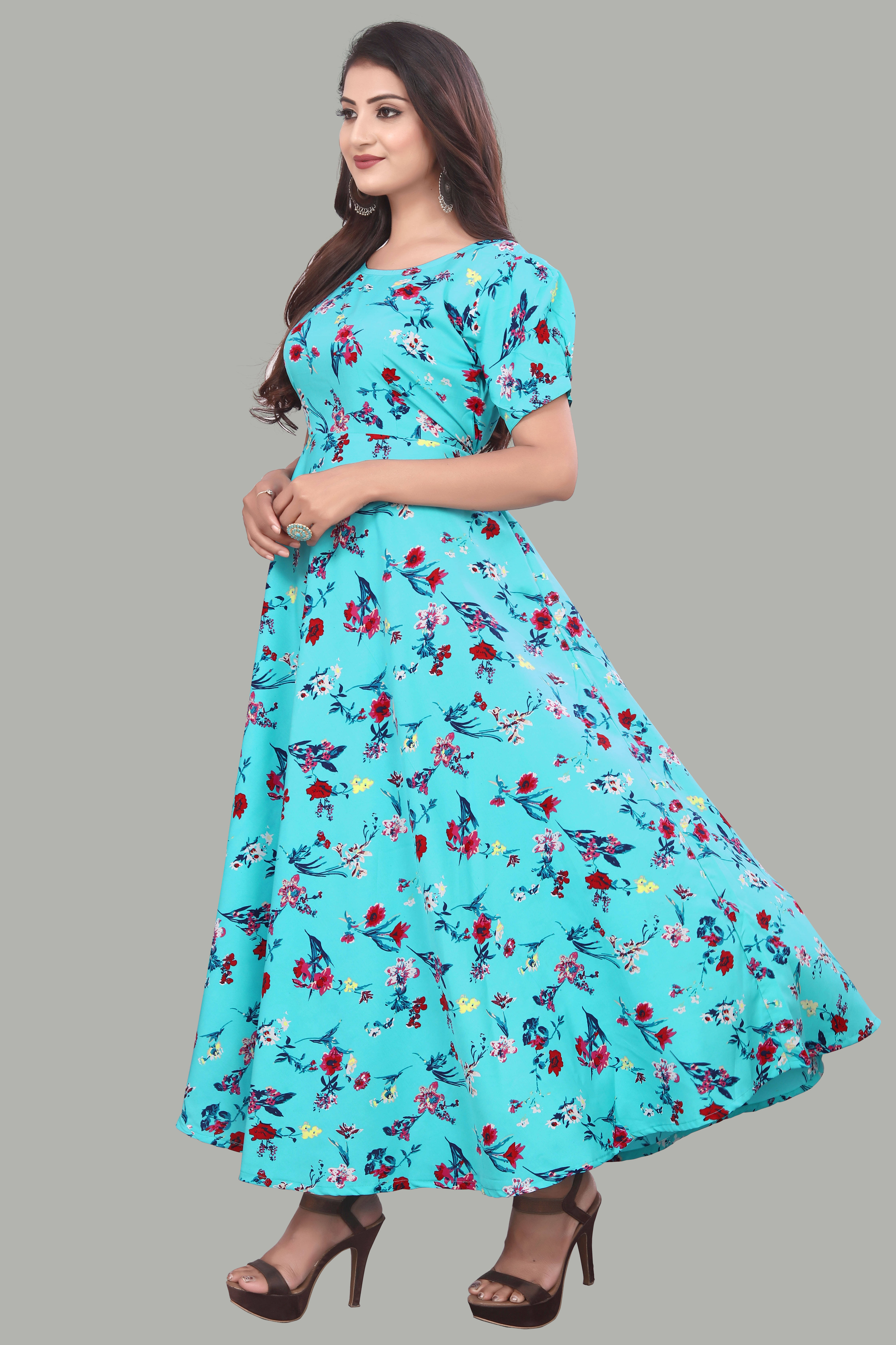 2V BROTHERS Women Crepe Printed A-line Dress ( Multicolor 15 ) 2V BROTHERS Women Crepe Printed A-line Dress ( Multicolor 15 )