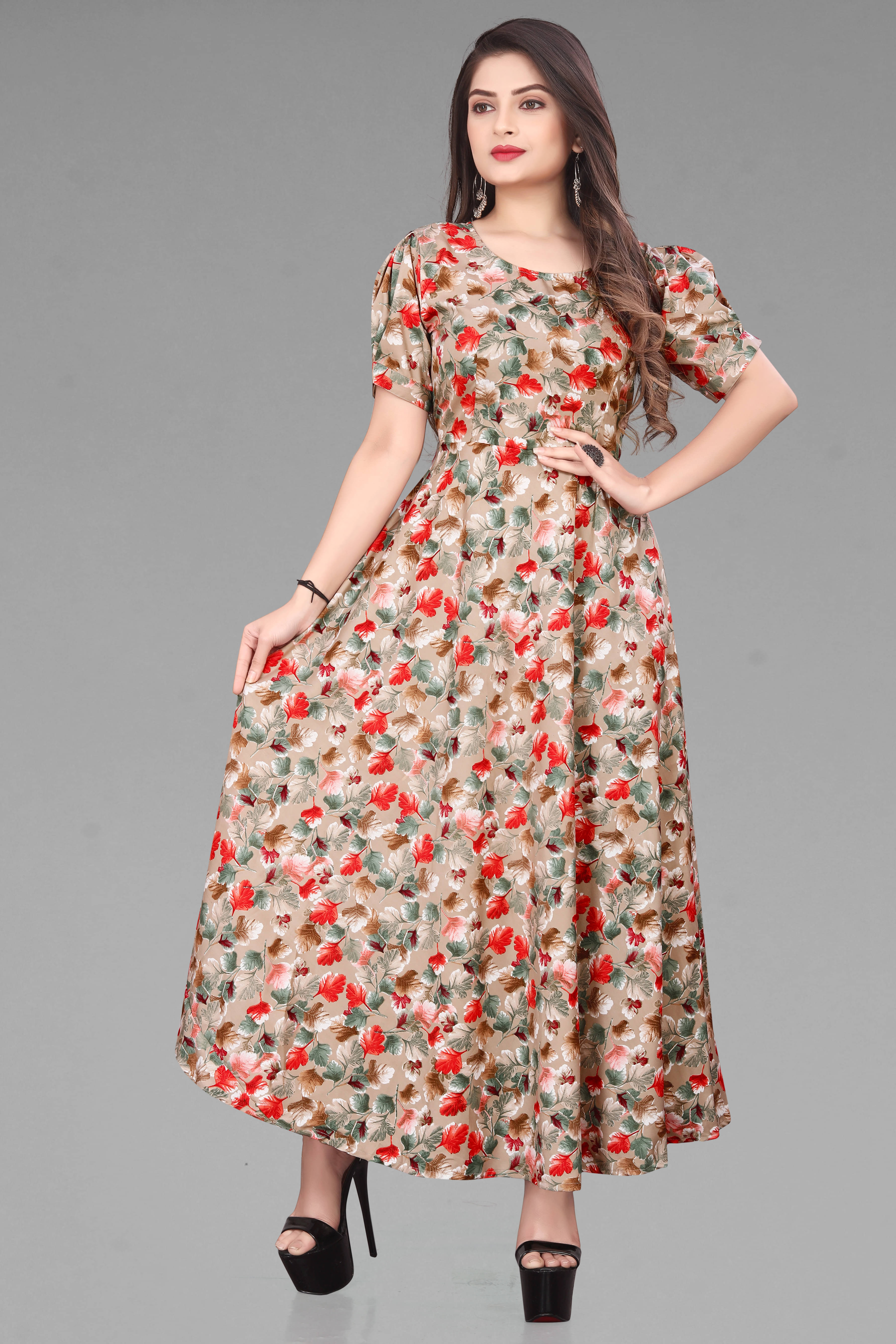 2V BROTHERS Women Crepe Printed A-line Dress ( Multicolor 7 ) 2V BROTHERS Women Crepe Printed A-line Dress ( Multicolor 7 )