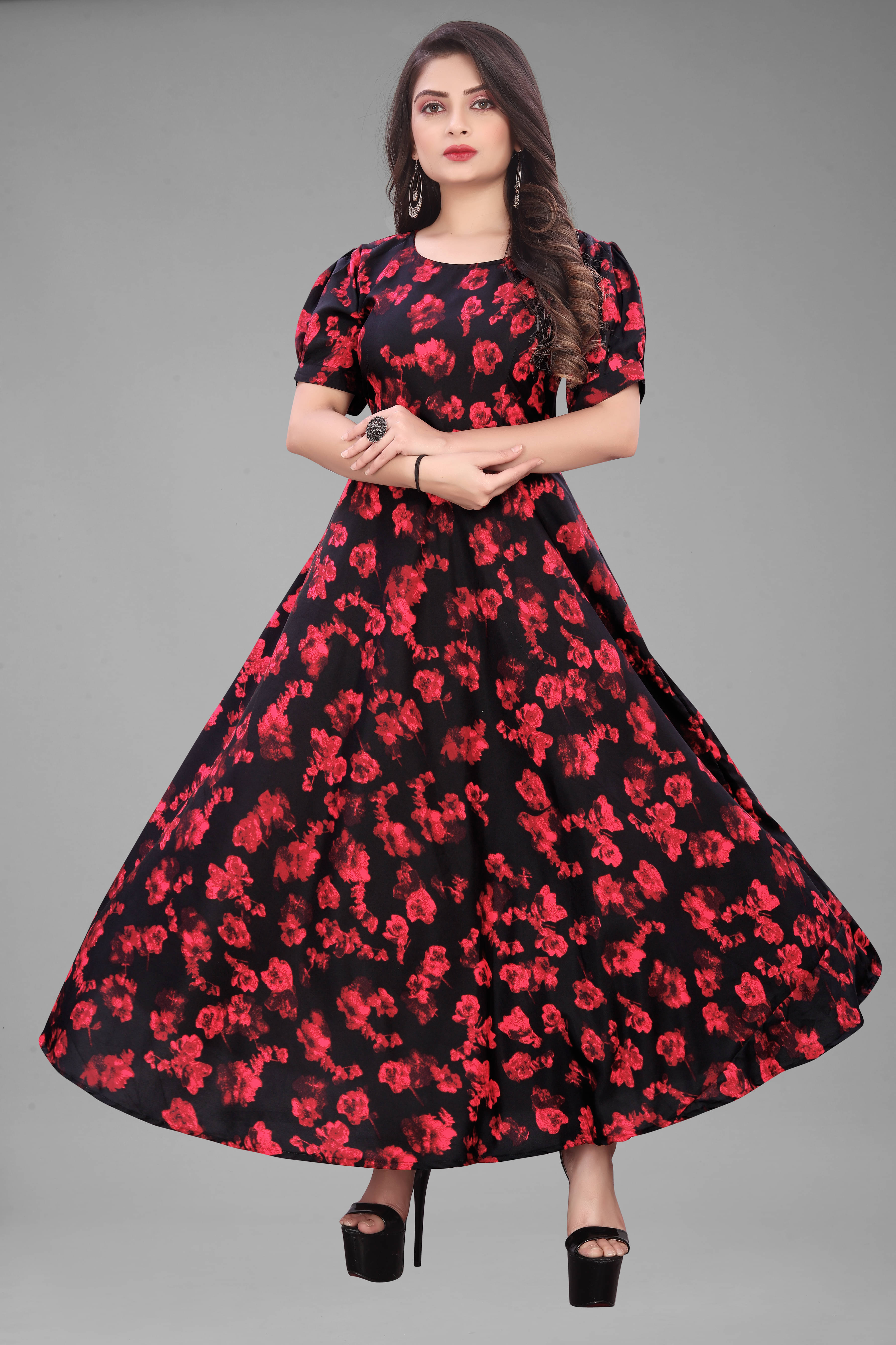 2V BROTHERS Women Crepe Printed A-line Dress ( Multicolor 9 ) 2V BROTHERS Women Crepe Printed A-line Dress ( Multicolor 9 )