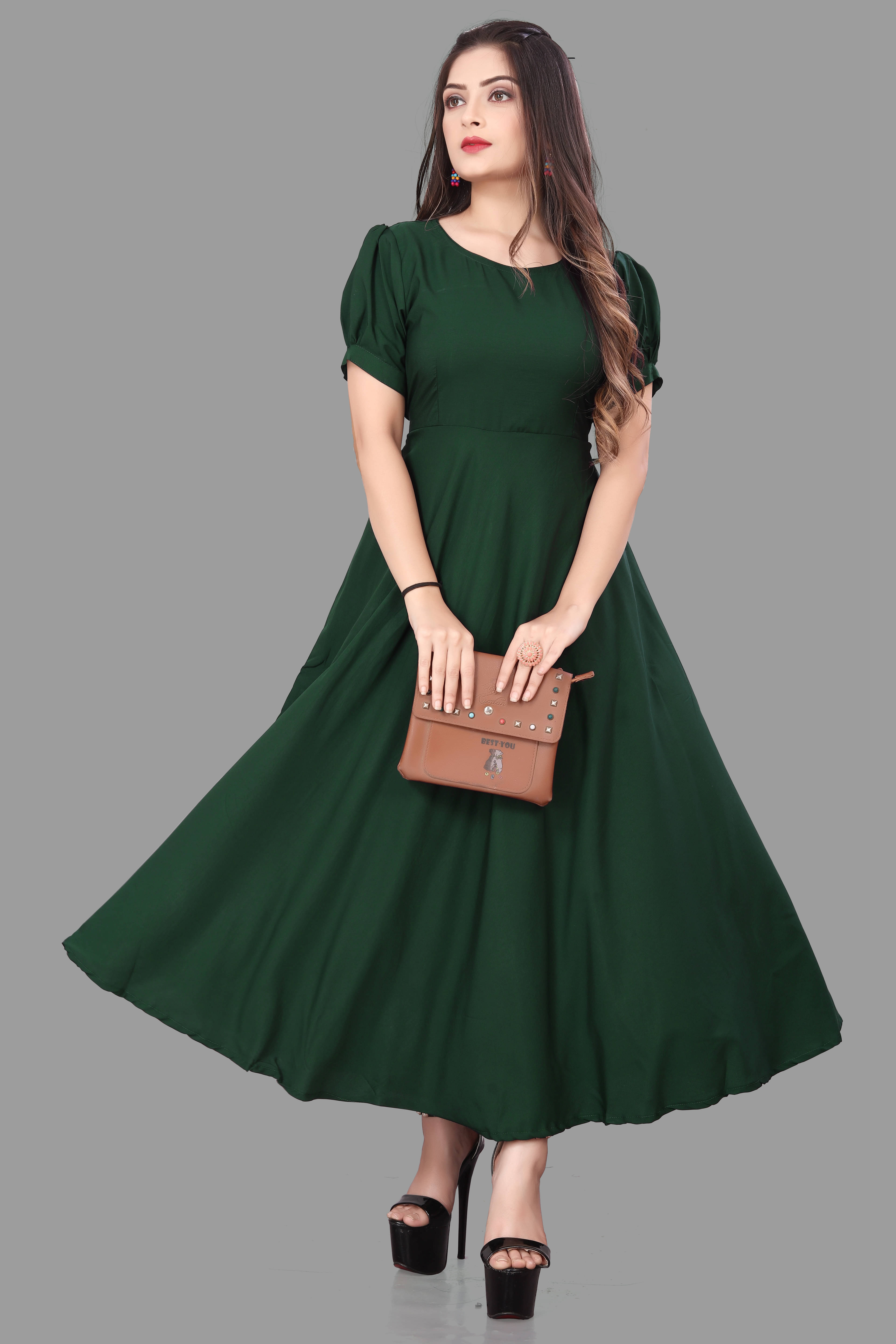 2V BROTHERS Women Crepe Solid A-line Dress ( Black ) 2V BROTHERS Women Crepe Solid A-line Dress ( Black )