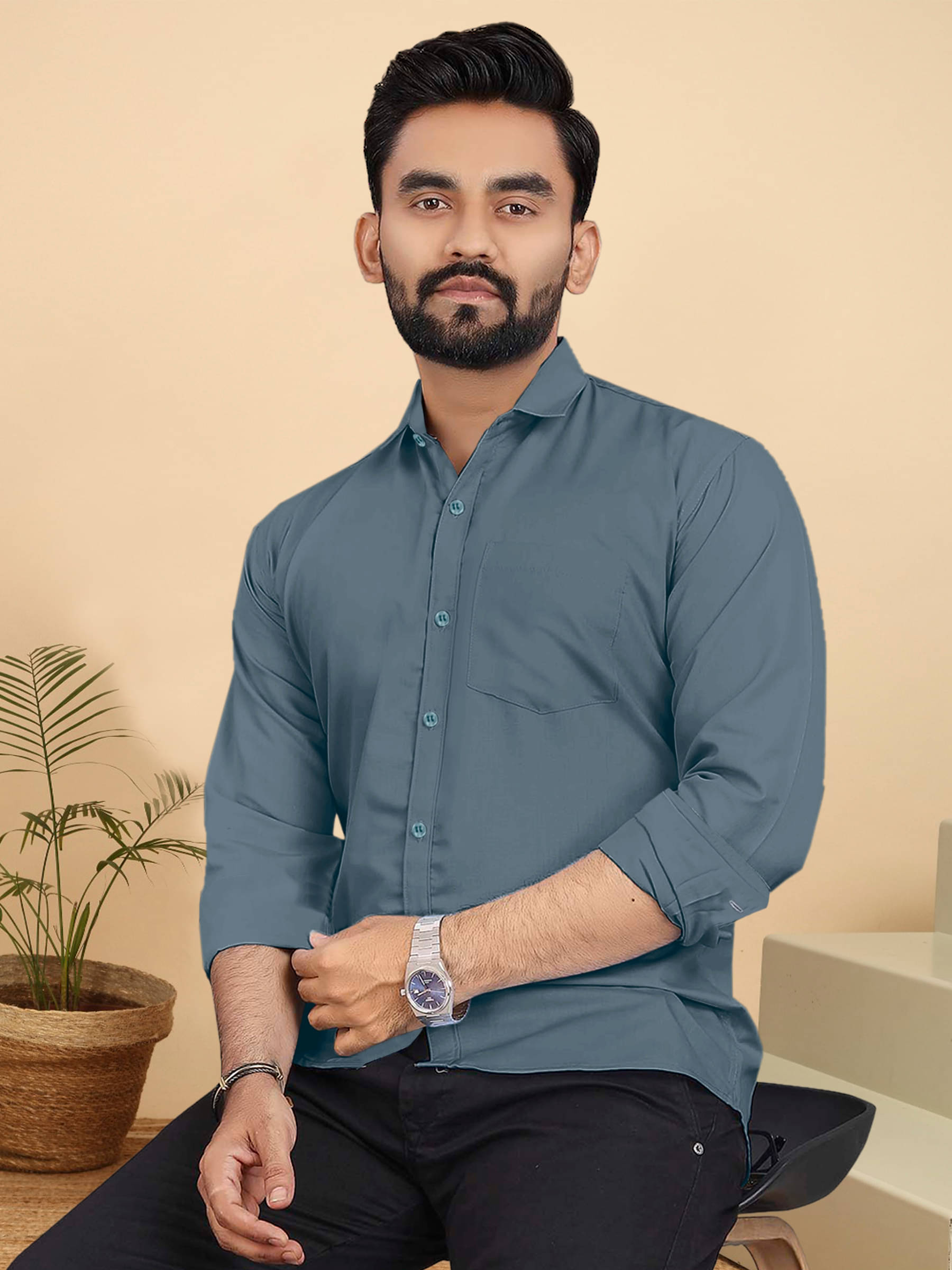 ALY JH0N Cotton Regular Fit Full Sleeves Men's Formal Shirt - Light Grey ( Pack of 1 ) ALY JH0N Cotton Regular Fit Full Sleeves Men's Formal Shirt - Light Grey ( Pack of 1 )