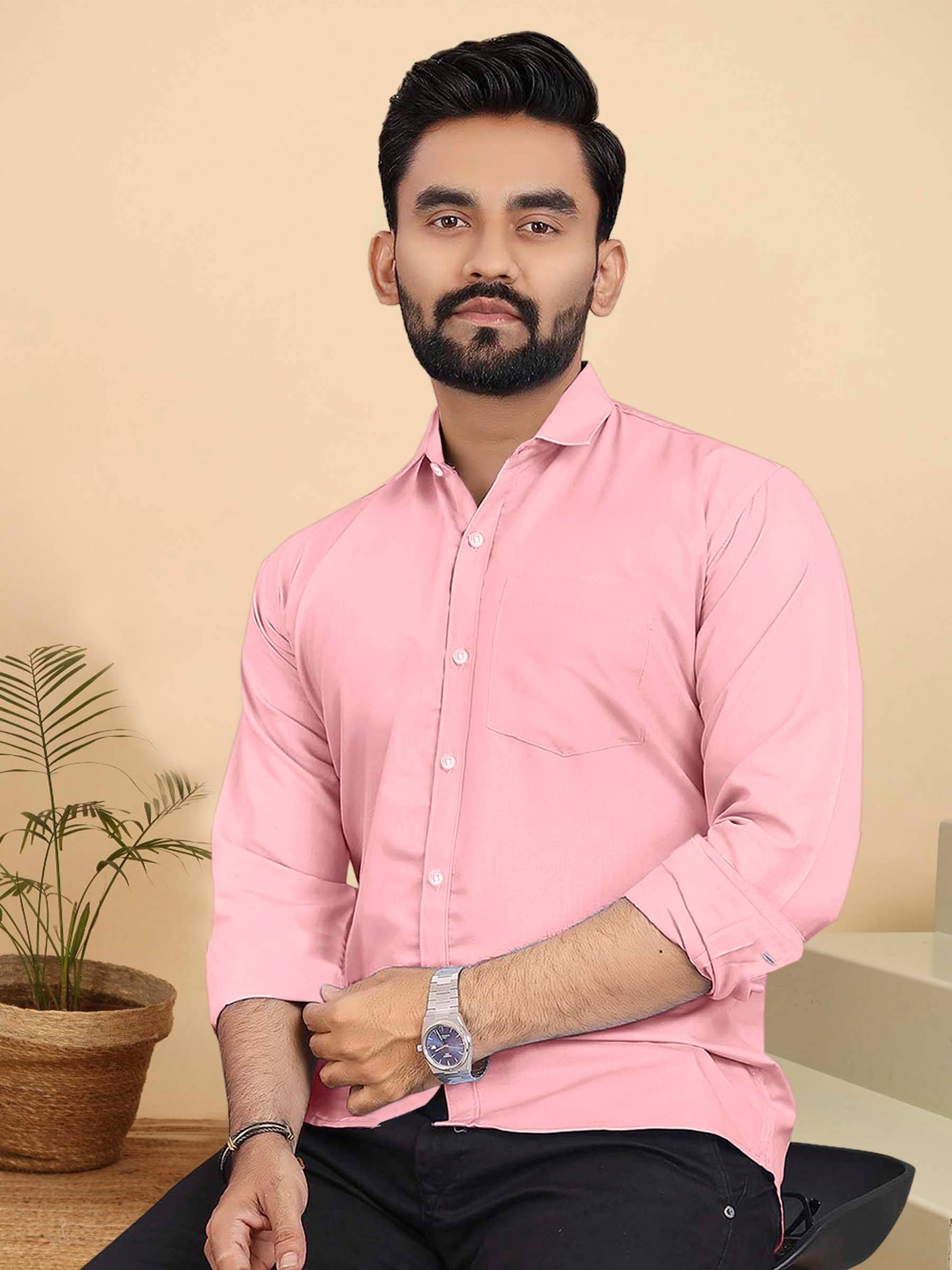     			ALY JH0N Cotton Regular Fit Full Sleeves Men's Formal Shirt - Pink ( Pack of 1 )