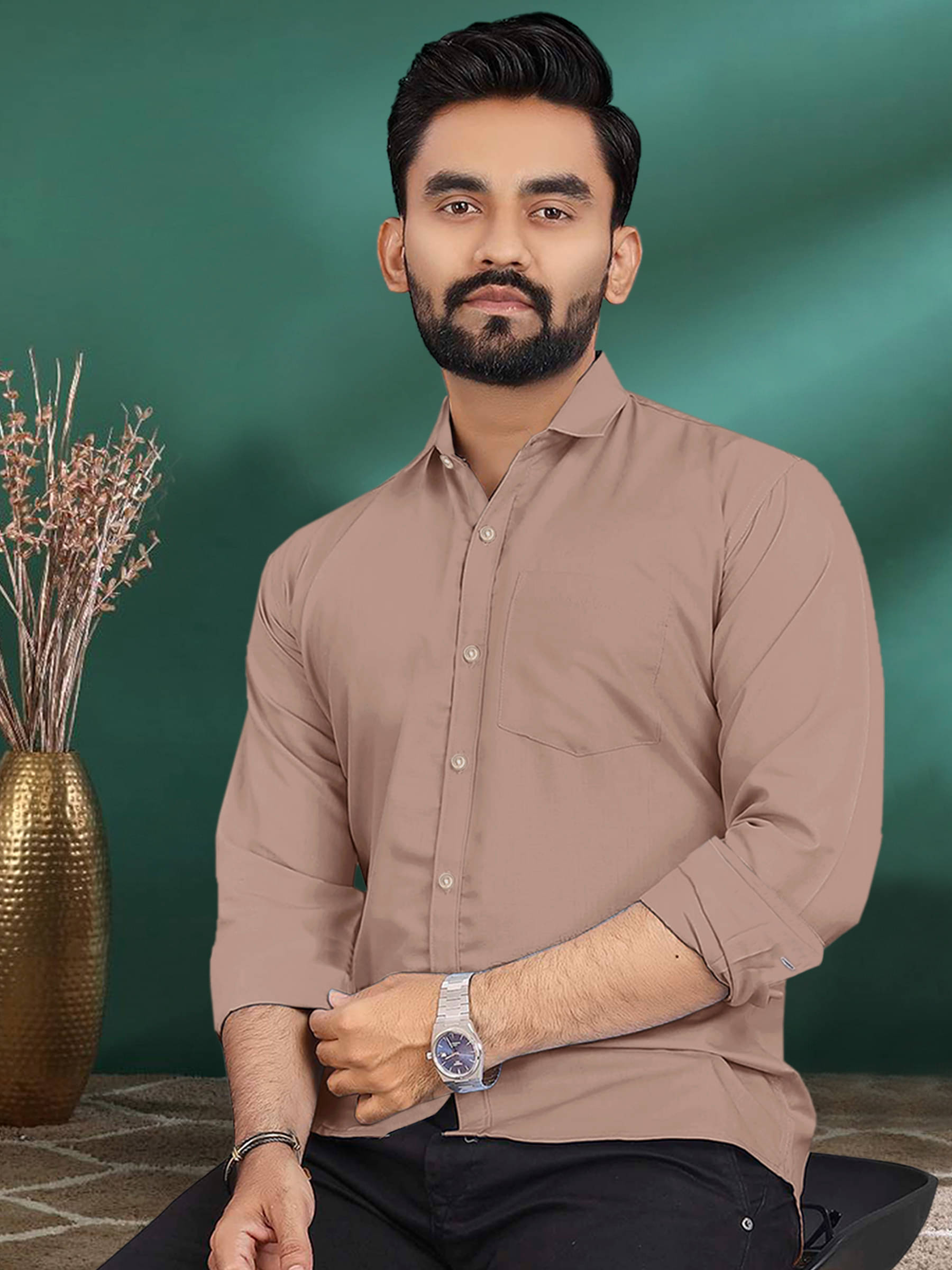 ALY JH0N Cotton Regular Fit Full Sleeves Men's Formal Shirt - Brown ( Pack of 1 )     			ALY JH0N Cotton Regular Fit Full Sleeves Men's Formal Shirt - Brown ( Pack of 1 )