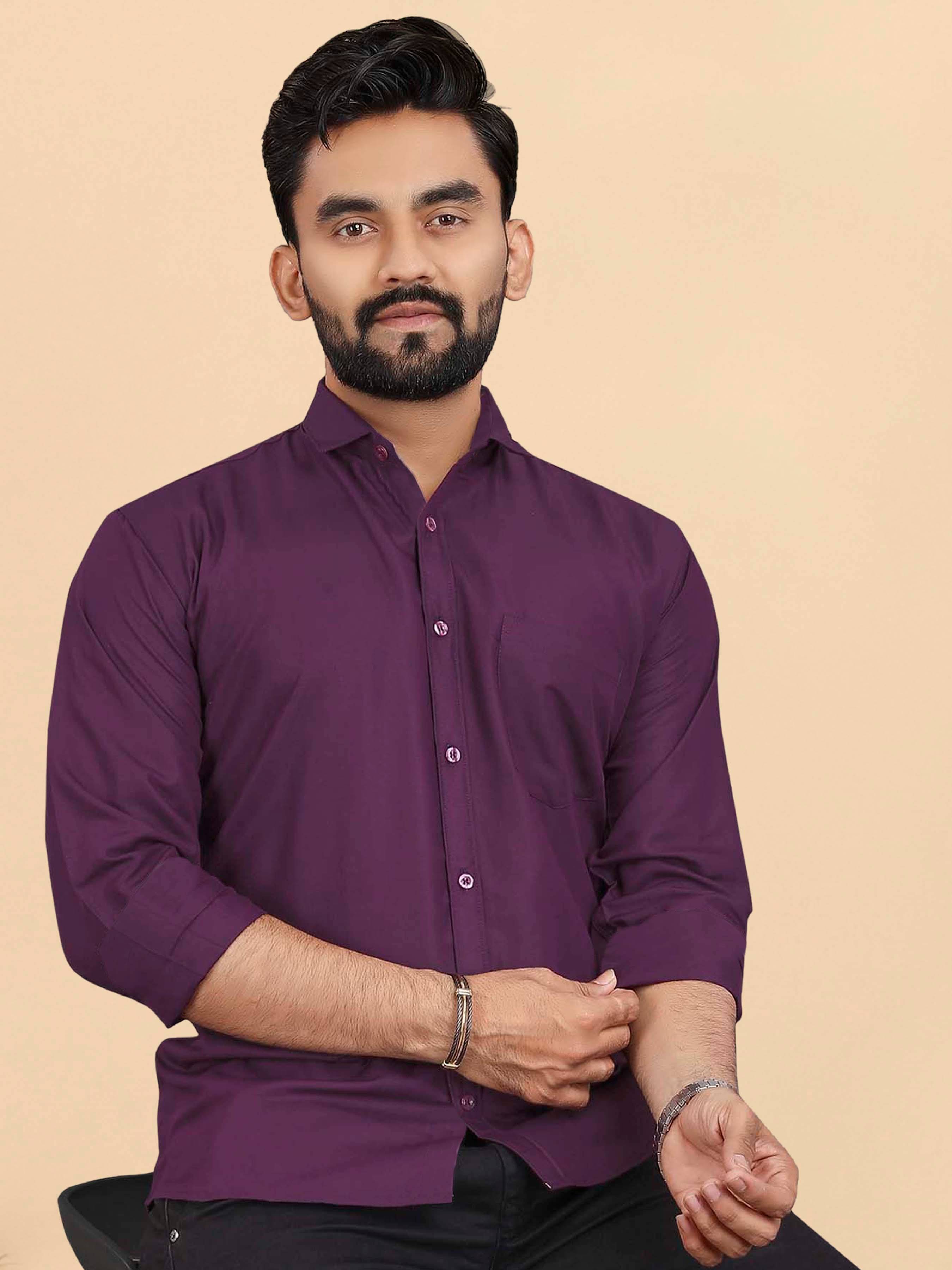     			ALY JH0N Cotton Regular Fit Full Sleeves Men's Formal Shirt - Purple ( Pack of 1 )