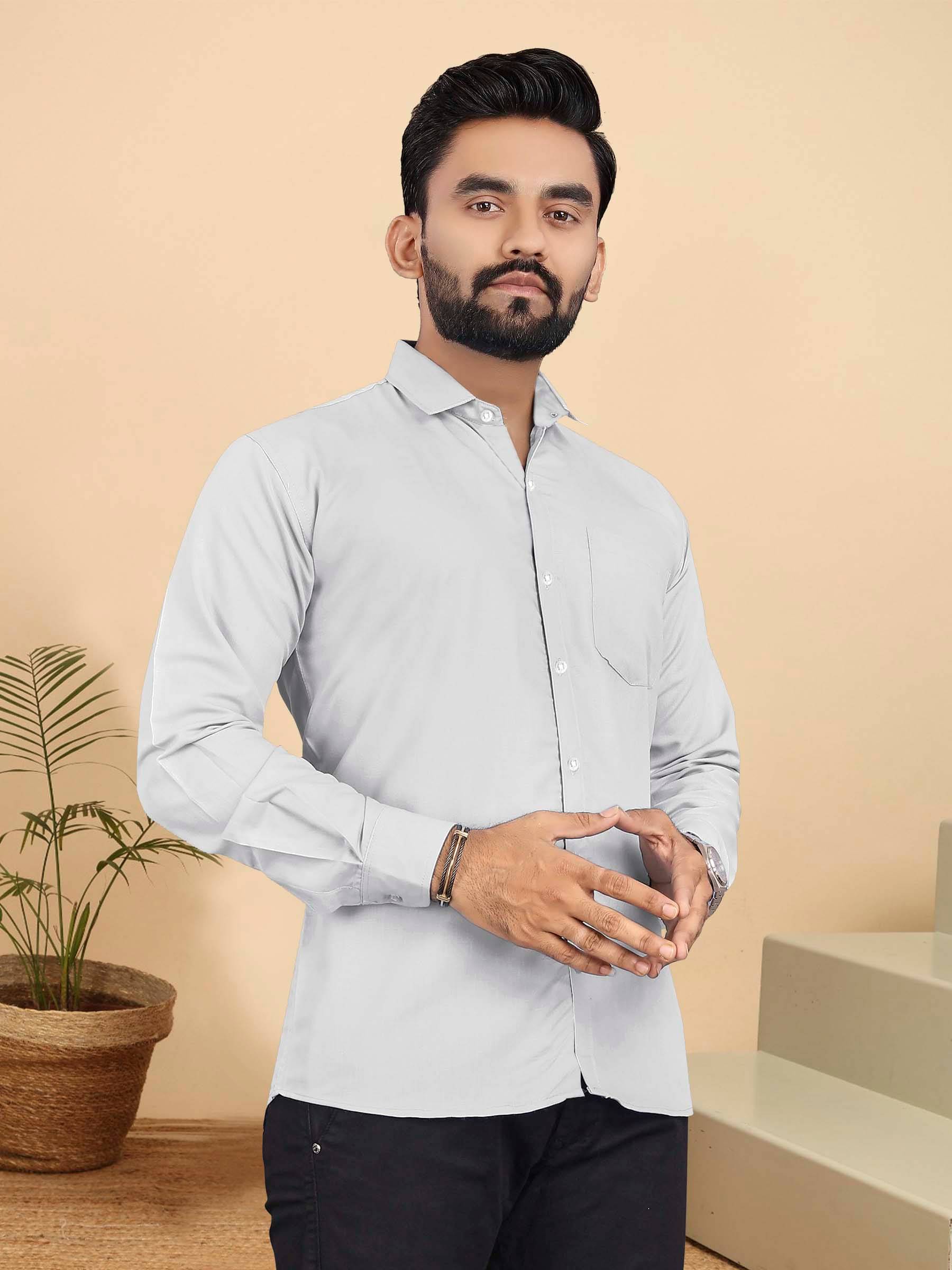     			ALY JH0N Cotton Regular Fit Full Sleeves Men's Formal Shirt - Grey ( Pack of 1 )
