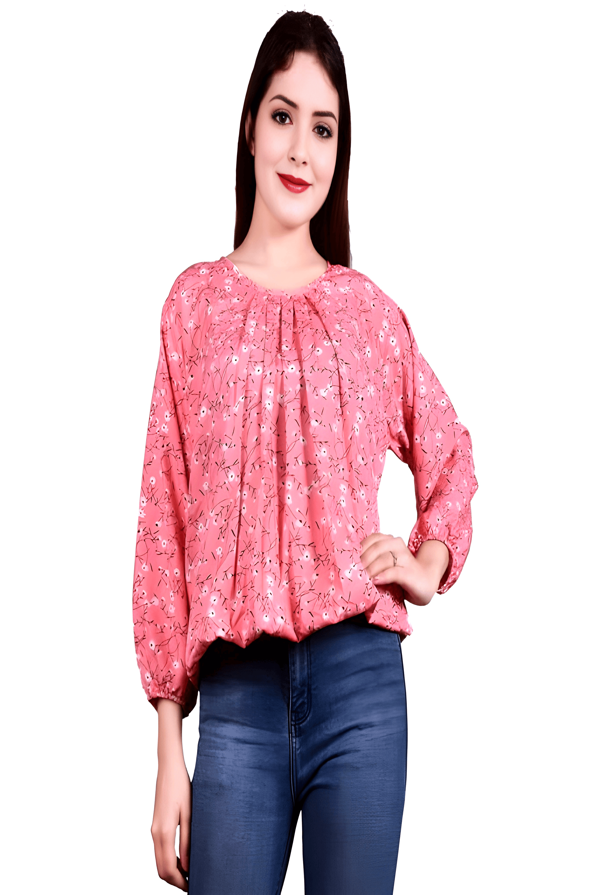     			ATIMUNA Women's Polyester Regular Top ( Pink )