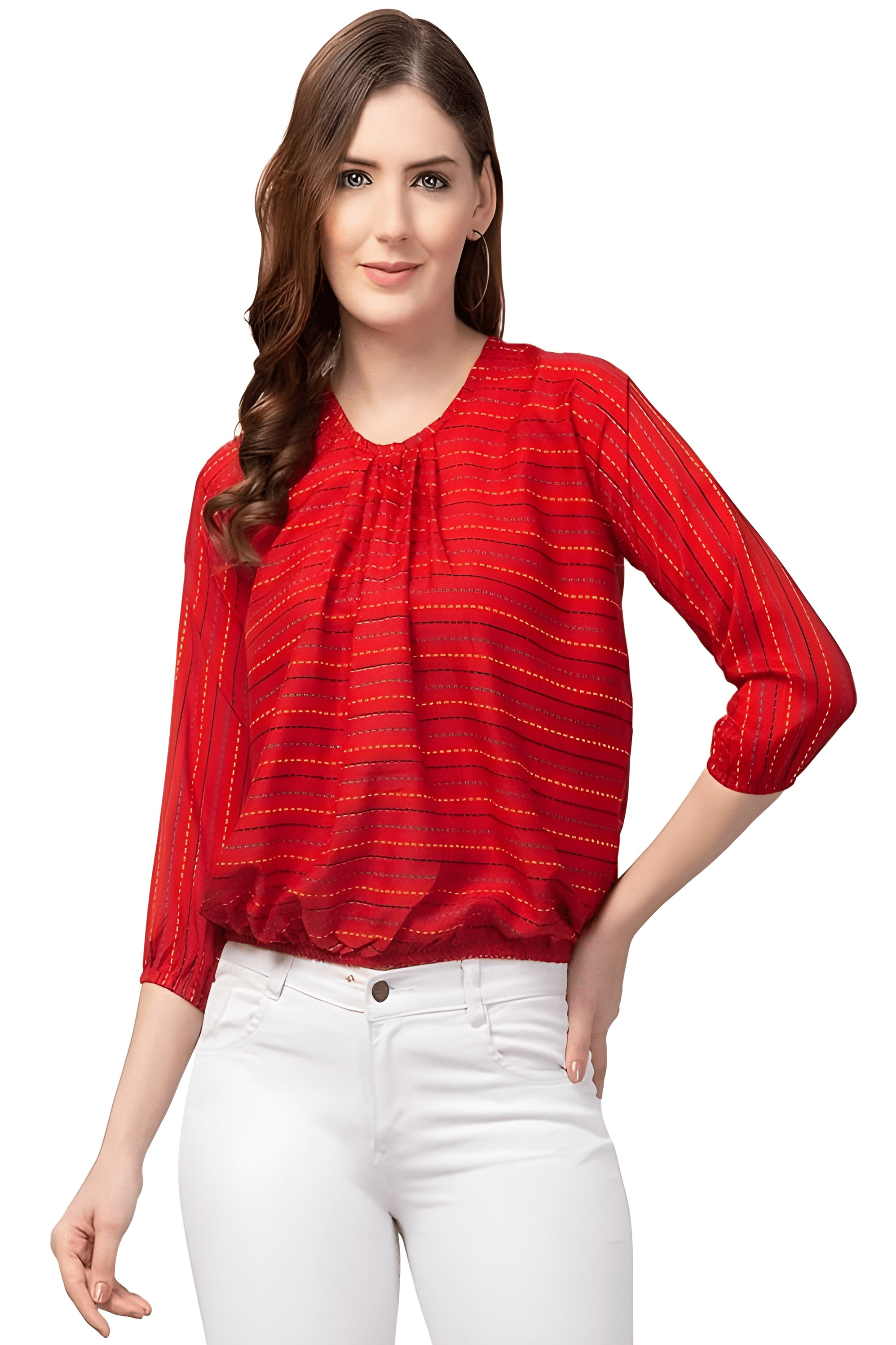     			ATIMUNA Women's Polyester Regular Top ( Red )