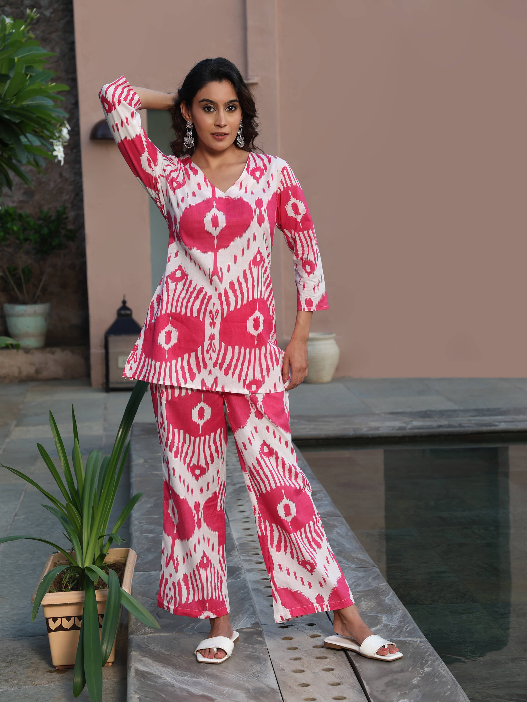     			Attire Fashions Women Printed Tunic With Palazzos Co-Ord Set ( Multi Color )
