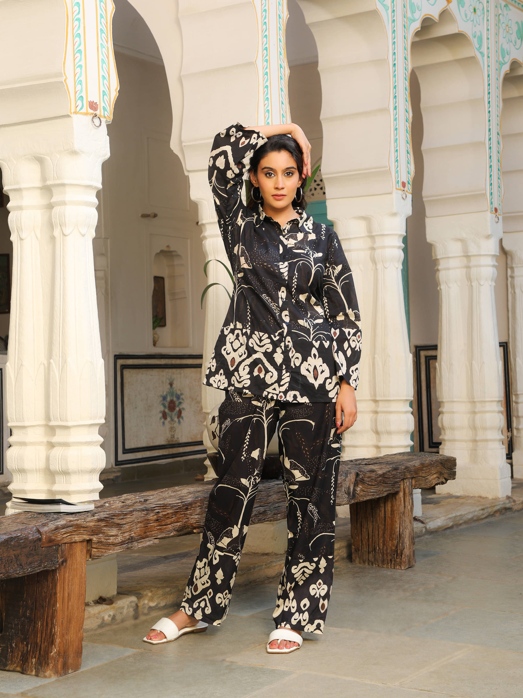     			Attire Fashions Women Printed Tunic With Palazzos Co-Ord Set ( Multi Color )