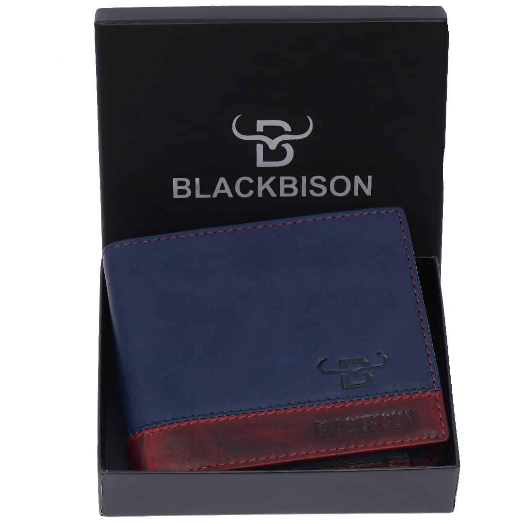     			BLACKBISON 100% Leather,Leather Self Design Men's Regular Wallet,RFID Wallet With 7 Slots For Card ( Navy Blue , Pack of 1 )