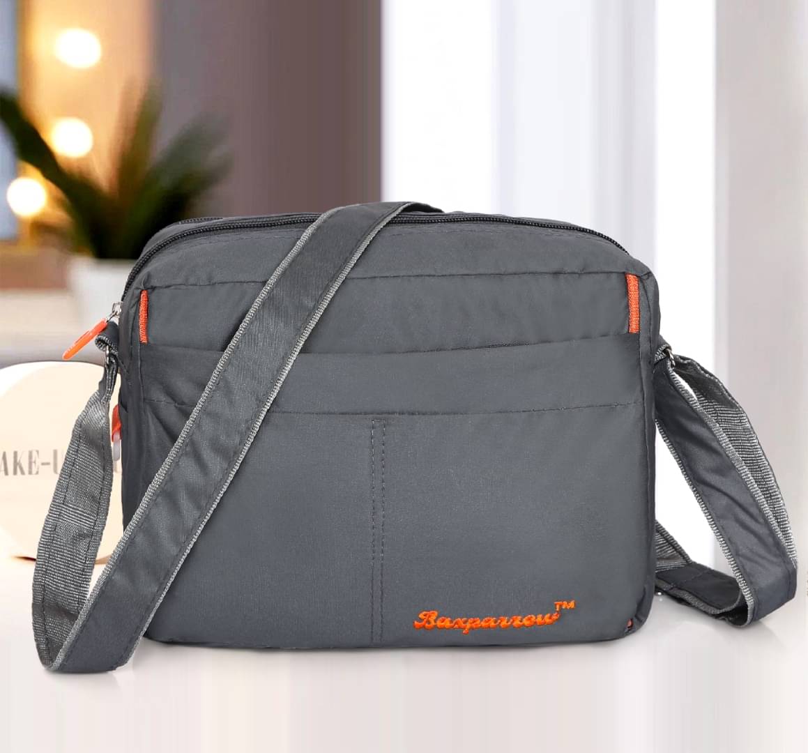     			Baxparrow Grey Solid Messenger Bag