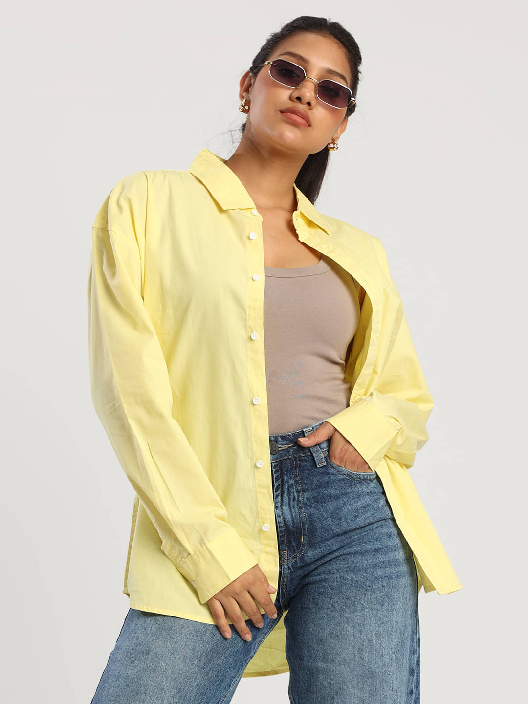     			Bene Kleed Women Solid Cotton Shirt ( Yellow )