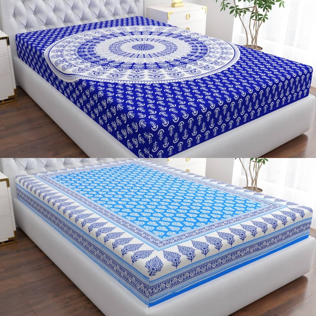 COZYKO Cotton 2 Single Bedsheet without Pillow cover ( Multicolor ) COZYKO Cotton 2 Single Bedsheet without Pillow cover ( Multicolor )