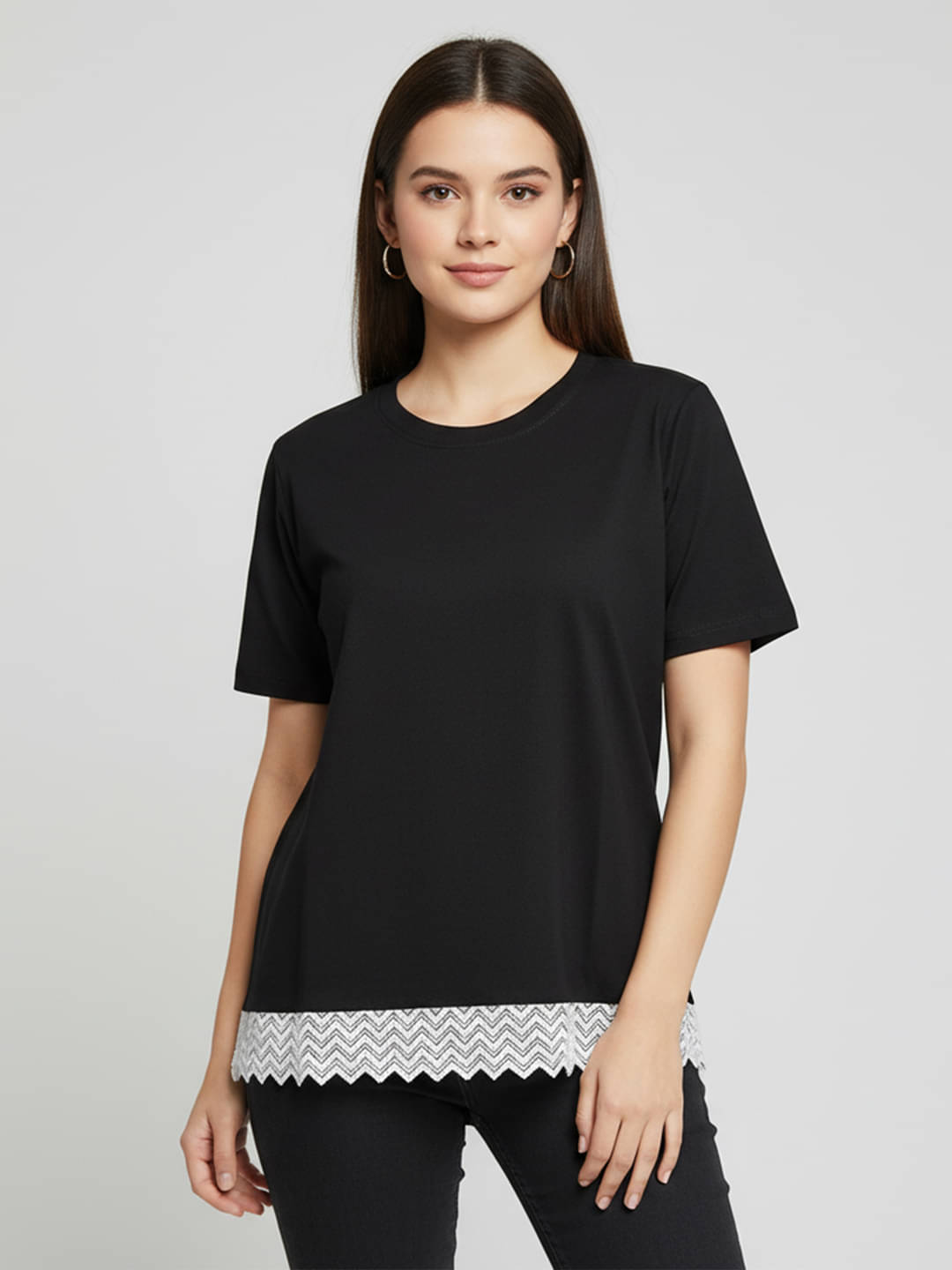 DTR FASHION Women Cotton Solid Regular Fit Round Neck T-Shirt ( Black ) DTR FASHION Women Cotton Solid Regular Fit Round Neck T-Shirt ( Black )