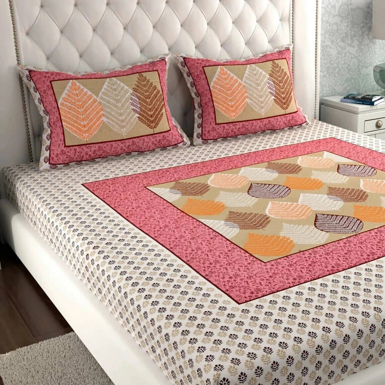 Dgsm Craft Cotton 1 Double Queen Bedsheet with 2 Pillow Covers ( Peach )     			Dgsm Craft Cotton 1 Double Queen Bedsheet with 2 Pillow Covers ( Peach )