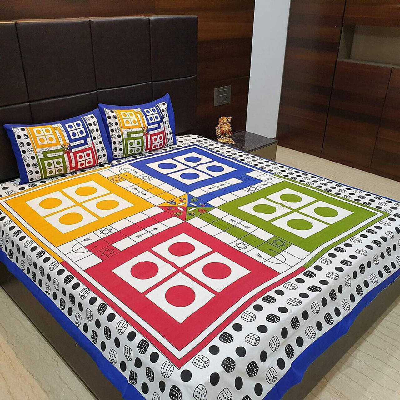    			Dgsm Craft Cotton 1 Double Queen Bedsheet with 2 Pillow Covers ( Multicolor )