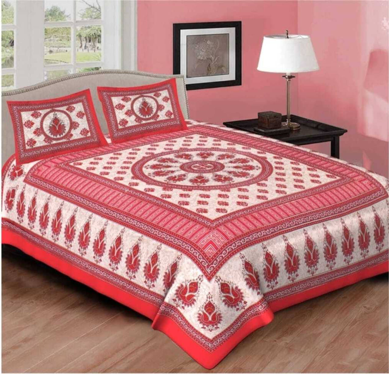     			Dgsm Craft Cotton 1 Double Queen Bedsheet with 2 Pillow Covers ( Multicolor )