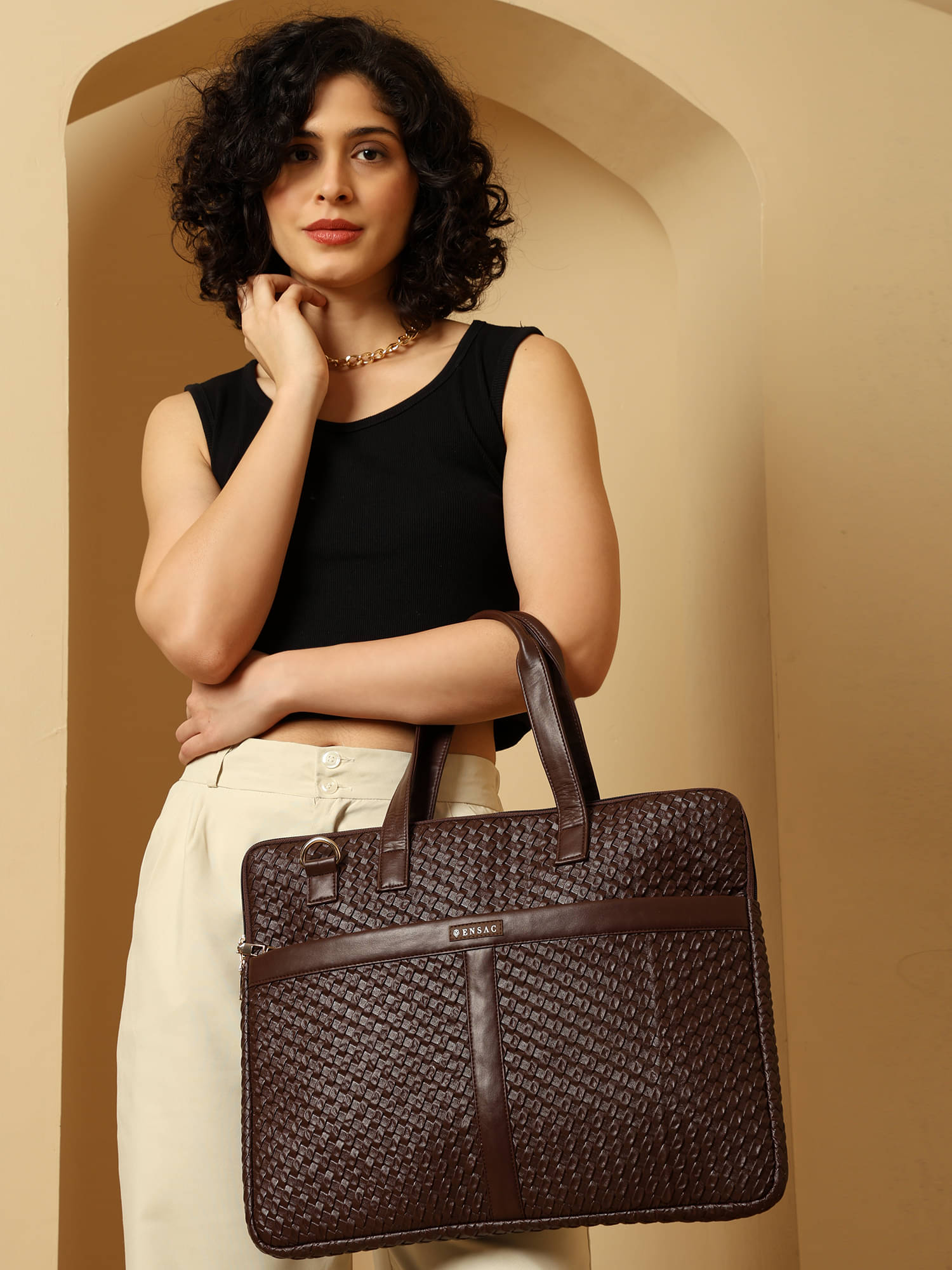     			ENSAC Brown Laptop Overnighter