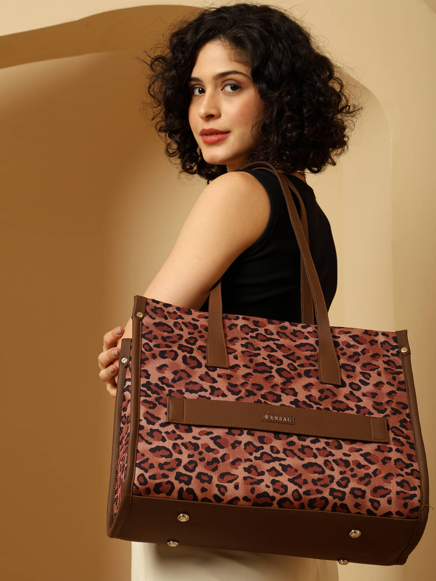     			ENSAC Tote Bag Jute Set of 1 ( Brown )