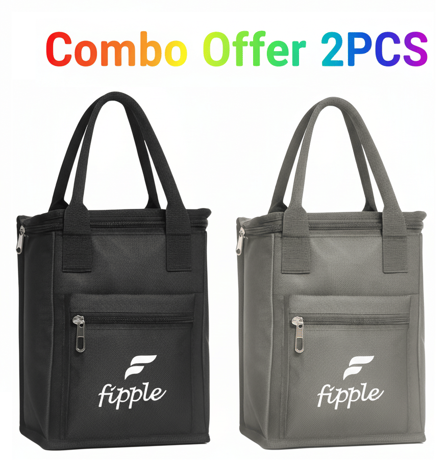     			FIPPLE Black Canvas Lunch Bag Pack of 2