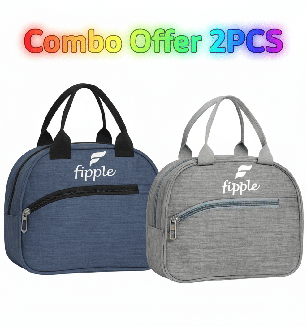     			FIPPLE Grey Canvas Lunch Bag Pack of 2