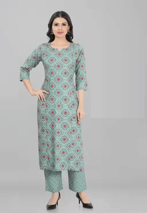     			GENERIC SAURABH ENTERPRISES Women Rayon Printed A-line Kurti ( Grey )