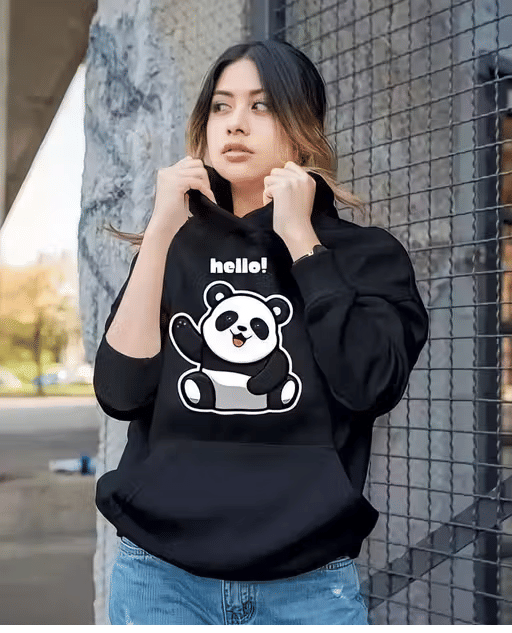     			Generic Women Fleece Hooded Sweatshirt For Light Winters ( Black )