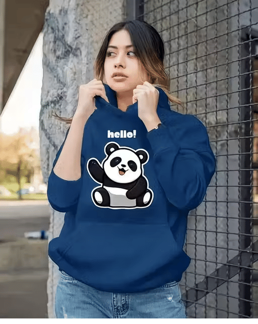     			Generic Women Fleece Hooded Sweatshirt For Light Winters ( Navy )