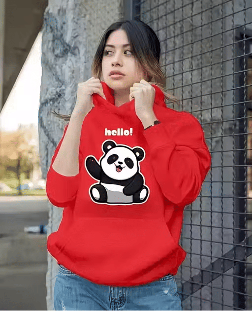     			Generic Women Fleece Hooded Sweatshirt For Light Winters ( Red )